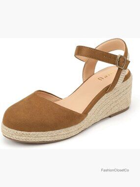 Closed Toe Espadrille Wedge Sandals Platform Ankle Strap Low Heel Summer Shoes